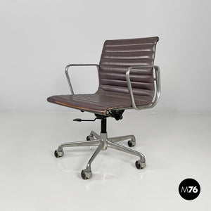 Dark grey leather office chair by Charles and Ray Eames for ICF, 1970s