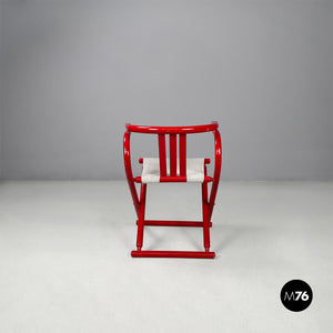 Red wood and fabric folding tub chair, 1980s