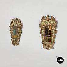 Load image into Gallery viewer, Mirrors in golden and light green wood, 1900s
