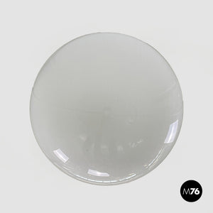 Round white glass chandelier, 1950s