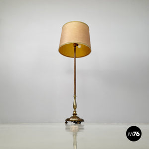 Velvet and brass floor lamp, 1940s
