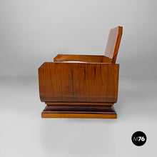 将图片加载到图库查看器，Armchairs in wood and white leatherette, 1930s
