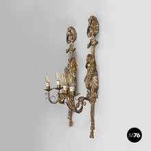 Load image into Gallery viewer, Wall lamps in gilded wood, 1800s
