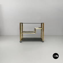 Carica l'immagine nel visualizzatore di Gallery, Brass and smoked glass bar cart, 1970s
