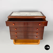 Carica l'immagine nel visualizzatore di Gallery, Chest of drawers in wood and marble, 1930s
