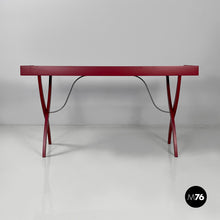 画像をギャラリービューアに読み込む, Console in burgundy wood and metal, 1980s
