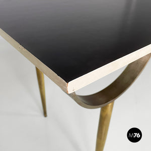 Console in wood and brass, 1980s