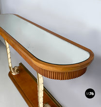 Load image into Gallery viewer, Wall console in wood and mirror, 1940s

