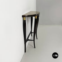 Load image into Gallery viewer, Wall console in wood, brass and glass, 1940s
