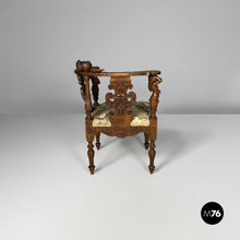 Charger l'image dans la galerie, Wooden armchairs with floral fabric, late 19th century
