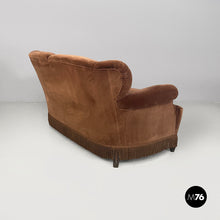 Load image into Gallery viewer, Sofa in brown velvet, 1930s
