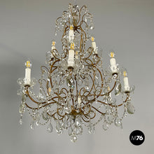 Carica l&#39;immagine nel visualizzatore di Gallery, Glass drop chandelier with brass structure, 1900-1950s
