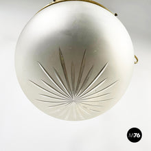 Carica l&#39;immagine nel visualizzatore di Gallery, Chandelier in molded satin glass and brass, early 1900s
