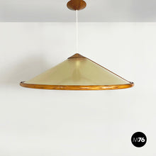 Load image into Gallery viewer, Conical chandelier in green fiberglass and wood, 1980s
