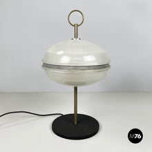 Load image into Gallery viewer, Table lamp in molded glass, brass and black metal, 1960s
