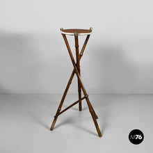 Load image into Gallery viewer, Pedestal in brown leather and bamboo, 1930s
