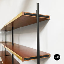 将图片加载到图库查看器，Bookcase in wood, brass and black metal, 1960s
