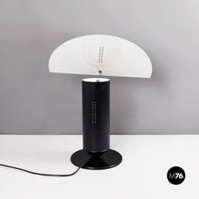 将图片加载到图库查看器，Matte black and glossy white metal table lamp, 1980s
