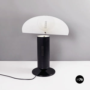 Matte black and glossy white metal table lamp, 1980s