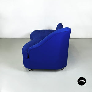 Rounded sofa in electric blue fabric by Maison Gilardino, 1990s