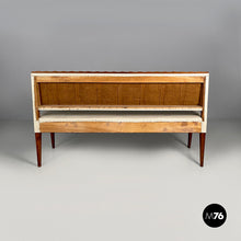 Load image into Gallery viewer, Bench in wood and white leather, 1940s
