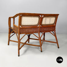 Load image into Gallery viewer, Two-seater outdoor bench in rattan, 1960s

