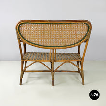 Load image into Gallery viewer, Two-seater outdoor bench in rattan, early 1900s
