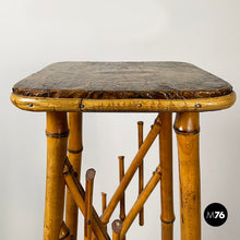 Load image into Gallery viewer, Pedestal in brown leather and bamboo, 1930s
