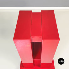 Load image into Gallery viewer, Geometric pedestal in red lacquered wood, 1980s
