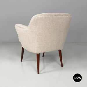 Armchairs in fabric and wood, 1940s