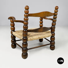 将图片加载到图库查看器，Armchairs in wood and straw, 1960s
