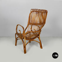 Load image into Gallery viewer, Armchairs with armrest in rattan, 1960s
