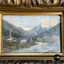 Load image into Gallery viewer, Oil painting with golden plaster frame, 1950s
