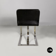 画像をギャラリービューアに読み込む, Chair in black leather and steel, 1980s
