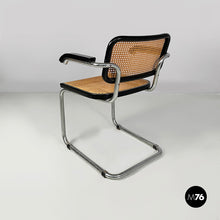 Load image into Gallery viewer, Chair in straw, black wood and steel, 1960s
