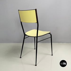 Chair in light yellow laminate and black metal, 1960s