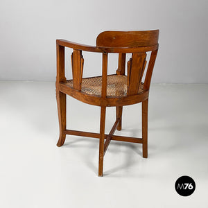Tub chair in wood and straw, 1930s