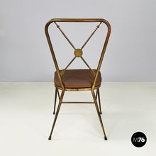 画像をギャラリービューアに読み込む, Chair in brass and brown fabric, 1950s
