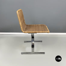 Load image into Gallery viewer, Chairs in straw and steel, 1970s
