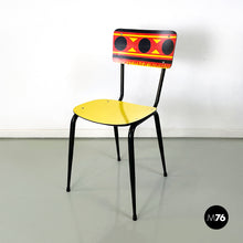 Carica l&#39;immagine nel visualizzatore di Gallery, Chairs Paulista in yellow, red, black formica and black metal, 1960s
