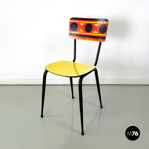 Chairs Paulista in yellow, red, black formica and black metal, 1960s