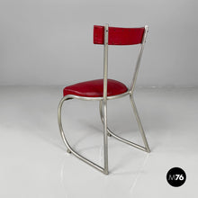 画像をギャラリービューアに読み込む, Chairs in red faux leather and metal, 1930s
