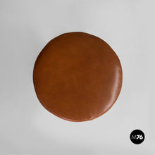 Load image into Gallery viewer, Stool in wood and brown leather, 1930s
