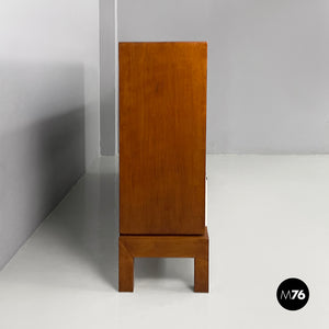 Sideboard in wood, brass and glass, 1940s