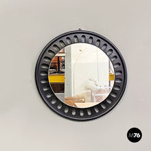 Load image into Gallery viewer, Round wall mirror in black wood, 20th century
