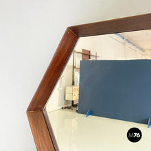 Load image into Gallery viewer, Hexagonal wall mirror with wooden frame, 1960s
