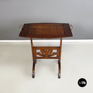 Coffe or side table in wood and brass, 1900s