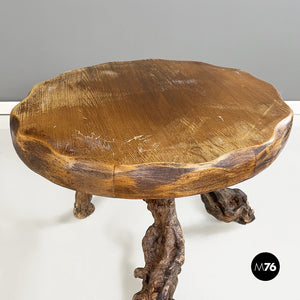 Rustic coffee table in wood and branches, 1950s