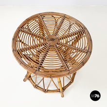 Load image into Gallery viewer, Round coffee table in rattan, 1960s
