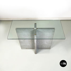 Console in glass and cement, 1980s